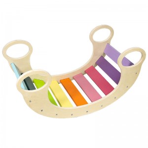 Climber Arch Rocker, Escalera de madera Montessori 3 en 1, parque infantil de seguridad y gimnasio de actividades, juguetes de escalada para niños de 1 a 3 años, combinación de escalador triangular y rampa