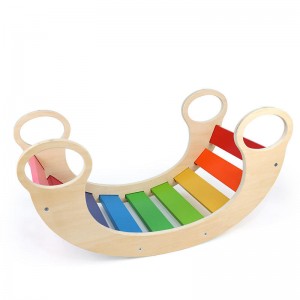 Climber Arch Rocker, Escalera de madera Montessori 3 en 1, parque infantil de seguridad y gimnasio de actividades, juguetes de escalada para niños de 1 a 3 años, combinación de escalador triangular y rampa