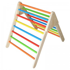 Triángulo de escalada con tienda de campaña – Juguetes de madera para escalar para niños pequeños y bebés – Gimnasio interior plegable extragrande y colorido para niños – 100% seguro