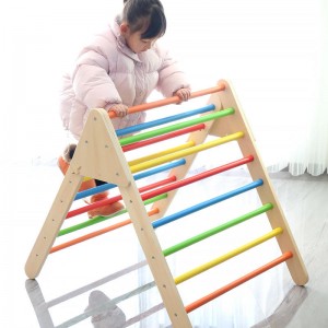 Triángulo de escalada con tienda de campaña – Juguetes de madera para escalar para niños pequeños y bebés – Gimnasio interior plegable extragrande y colorido para niños – 100% seguro