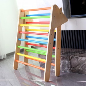 Triángulo de escalada con tienda de campaña – Juguetes de madera para escalar para niños pequeños y bebés – Gimnasio interior plegable extragrande y colorido para niños – 100% seguro