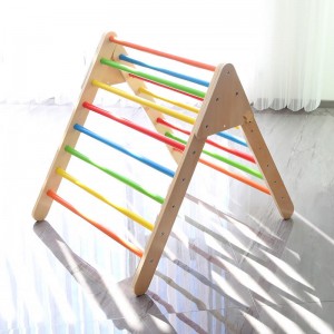 Triángulo de escalada con tienda de campaña – Juguetes de madera para escalar para niños pequeños y bebés – Gimnasio interior plegable extragrande y colorido para niños – 100% seguro