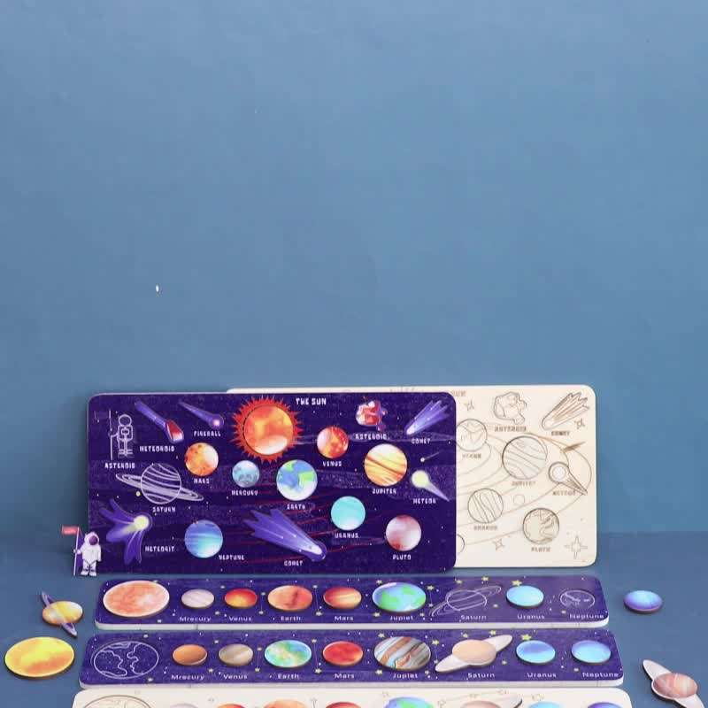 Sonnensystem-Puzzle für Kinder von 3–6 Jahren, Weltraumspielzeug aus Holz für Kinder, Planeten für Kinder, Lernaktivitäten im Vorschulalter, Geschenk für Jungen, Mädchen. Abgebildetes Bild