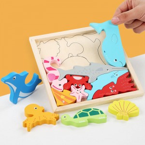 Holzpuzzles für Kinder, 4 Packungen Montessori-Lernspielzeug, Geschenke für Kinder im Vorschulalter ab 3 Jahren, 3D-Multi-Themen-Puzzles mit Tieren, Früchten und Lebensmitteln für Jungen und Mädchen