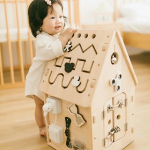 蒙特梭利忙碌屋、幼儿木制忙碌板玩具、学前学习教育玩具、生活技能和精细运动技能学习感官板、3 岁以上男孩和女孩的最佳礼物