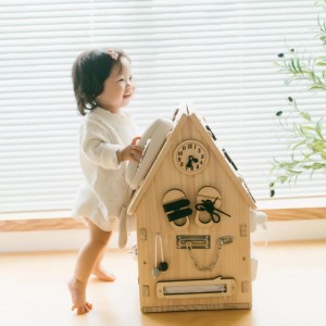 蒙特梭利忙碌屋、幼儿木制忙碌板玩具、学前学习教育玩具、生活技能和精细运动技能学习感官板、3 岁以上男孩和女孩的最佳礼物