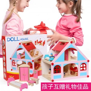 受賞歴のある美しいドールハウス、アクセサリー付きの木製プレイマンション、対象年齢3歳以上