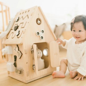 蒙特梭利忙碌屋、幼儿木制忙碌板玩具、学前学习教育玩具、生活技能和精细运动技能学习感官板、3 岁以上男孩和女孩的最佳礼物