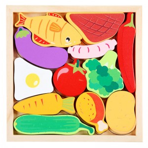 Holzpuzzles für Kinder, 4 Packungen Montessori-Lernspielzeug, Geschenke für Kinder im Vorschulalter ab 3 Jahren, 3D-Multi-Themen-Puzzles mit Tieren, Früchten und Lebensmitteln für Jungen und Mädchen