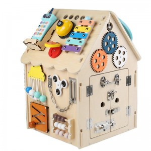Casa ocupată din lemn Montessori Abilități de viață de bază și antrenament motric fin pentru copii, educație preșcolară și învățare Tabla ocupată, jucării pentru jocuri senzoriale, cadouri mari pentru băieți și fete
