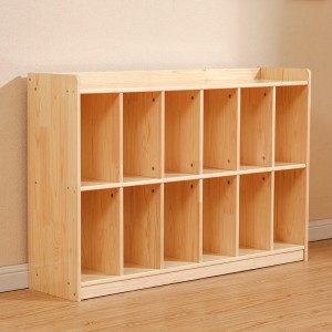 Estante de almacenamiento de estantería clásica de madera para niños con estantería multicapa de gran capacidad-Natural