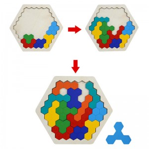 Sechseck-Puzzles für Kinder und Erwachsene, Holzblock-Puzzle, Intelligenz, Denksportaufgaben, Spielzeug, Logikspiel, STEM, pädagogisches Geschenk für Kinder