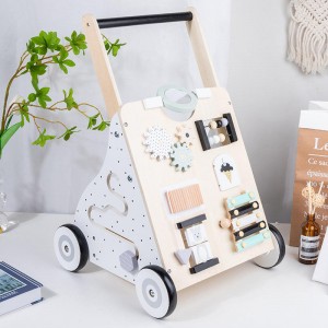 Andador de madera para bebés, andador de actividades de aprendizaje para empujar y tirar, para niños y niñas, andador de aprendizaje sentado y de pie, juguete para niños pequeños (natural)