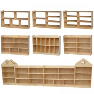 Estante de almacenamiento de estantería clásica de madera para niños con estantería multicapa de gran capacidad-Natural