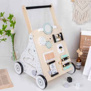 Andador de madera para bebés, andador de actividades de aprendizaje para empujar y tirar, para niños y niñas, andador de aprendizaje sentado y de pie, juguete para niños pequeños (natural)