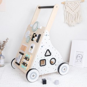 Andador de madera para bebés, andador de actividades de aprendizaje para empujar y tirar, para niños y niñas, andador de aprendizaje sentado y de pie, juguete para niños pequeños (natural)