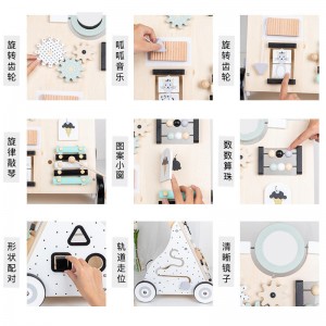 Andador de madera para bebés, andador de actividades de aprendizaje para empujar y tirar, para niños y niñas, andador de aprendizaje sentado y de pie, juguete para niños pequeños (natural)