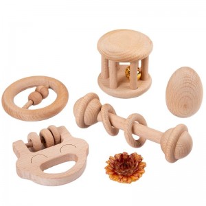 Sonajeros de madera Maracas Juguetes para bebés 6 meses-Juguetes ecológicos orgánicos para agarre infantil Dentición Correa natural Instrumento musical Coctelera Desarrollo cerebral sensorial Regalo de nacimiento recién nacido para niños y niñas