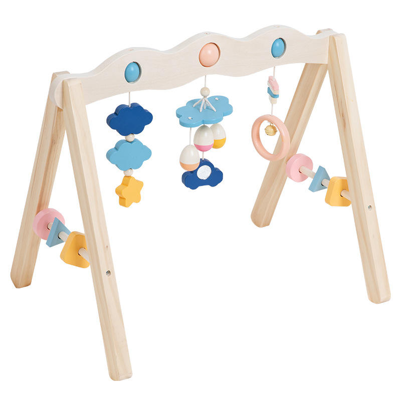 Palestrina da gioco per bambini in legno, struttura per palestra da gioco per bambini Barra da appendere per palestra con 3 giocattoli da palestra per bambini, regalo per neonato