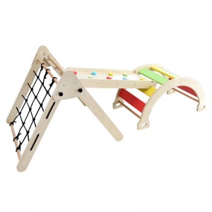 Juguetes plegables de escalera triangular de escalada con rampa para deslizarse o escalar, juego de 3 juguetes de madera resistentes de seguridad para niños para jugar en el gimnasio, patio interior y exterior, juguetes de escalada para niños pequeños