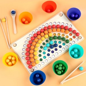 Wooden Peg Board Beads Game, Puzzle Color Sorting Stacking Art Toys para sa Toddler, Nagbibilang ng Laruan para sa Mga Bata, Toddler Educational Montessori Games para sa Math Learning, Magandang Regalo para sa Batang Babae at Lalaki