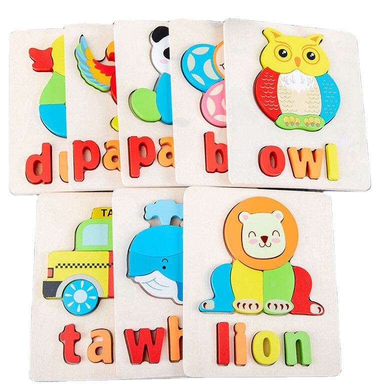 Holzpuzzles, Kleinkindspielzeug für Kinder im Alter von 1 bis 3 Jahren, Jungen und Mädchen, Kleinkindpuzzles, Montessori-Spielzeug, umweltfreundliche Kindergeschenke mit Tierform, Alphabet-Rechtschreibrätsel, Vorschul-Lernspielzeug. Ausgewähltes Bild