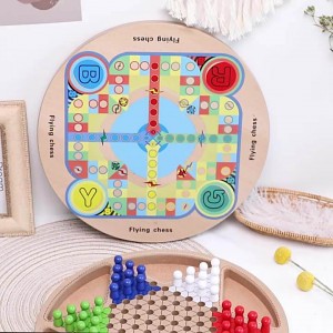 2 w 1 Drewniane chińskie warcaby i Gobang (pięć w rzędzie) Drewniana gra planszowa dla rodziny Klasyczne puzzle i gry stołowe Prezent świąteczny dla dzieci