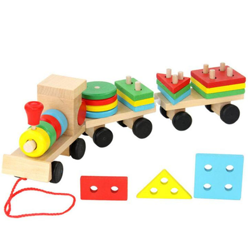 Tren de madera para niños pequeños, juguetes de madera para clasificar y apilar formas, juguetes rompecabezas para niñas de 1, 2 y 3 años, juguetes educativos preescolares, para niños Imagen destacada