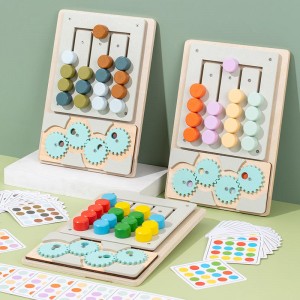 Montessori Learning Toys Slide Puzzle Color & Shape Matching Brain Teasers Logic Game Preschool Educational Wooden Toys for Kids Boys Girls Age 3 4 5 6 7 Years Old Travel Toys Birthday Gifts f...