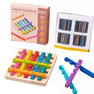 Early Education Colorful Rainbow Wooden Stick Pairing Game Learning Addition Fraction Math Arithmetic Wooden Toy