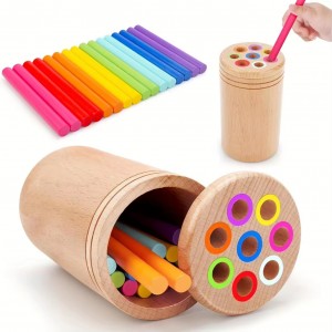 Montessori Color Sorting and Quantity Cognitive Balance Sticks Hand-Eye Coordination & Sensory Cognition Wooden Toy for Children