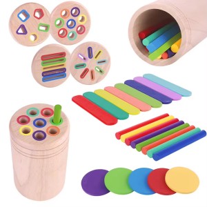 Baby Montessori Toys 4 in 1 Color Classification Cup Fine Motor Skills Preschool Activities Wooden Toy for Children