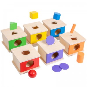 Montessori Educational Toys-Wood Matching Boxes for Early Childhood Kids’ Learning Aids Color & Shape Teaching