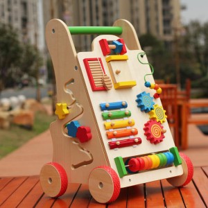 Juguetes para bebés – Juguete de actividades para niños – Andador de aprendizaje de empujar y tirar de madera para niños y niñas – Centro de actividades múltiples – Requiere ensamblaje – Desarrolla habilidades motoras y estimula la creatividad