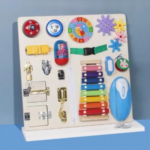 Montessori-Arbeitsbrett für 1-, 2-, 3- und 4-Jährige Spielzeuge, Spielzeug zum Anziehen lernen, Beschäftigungsbrett für Kleinkinder, Kinder, Spielzeug zum Anziehen lernen, 20-in-1-Arbeitsbrett