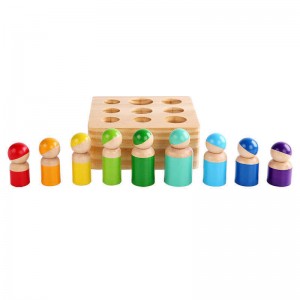 Zabawki Montessori dla małych dzieci, drewniane tęczowe lalki, kształty, sortowanie zabawek, 9 drewnianych figurek ludzi, bloki cylindrów, nauka w wieku przedszkolnym, zabawki edukacyjne Udawaj, że bawisz się dla dzieci