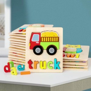 Holzpuzzles Kleinkindspielzeug für Kinder im Alter von 1 2 3 Jahren Jungen Mädchen Kleinkindpuzzles Montessori-Spielzeug Umweltfreundliche Kindergeschenke mit Tierform Alphabet Rechtschreibrätsel Vorschul-Lernspielzeug