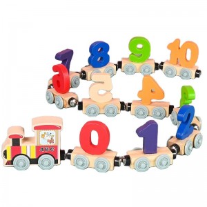 Juego de trenes de matemáticas de madera de 11 piezas, juguetes de tren con números magnéticos para niños pequeños, vagones de tren de motor, juguetes educativos Montessori para niños y niñas de 3, 4 y 5 años