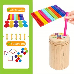 Baby Montessori Toys 3 in 1 Color Classification Cup Toddler Toys Activities Fine Motor Skills Sensory Wooden Toy for Children