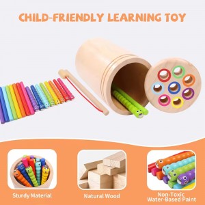 Baby Montessori Toys Magnetic Fishing Game Color Classification Cup Fine Motor Skills Wooden Toy for Children Fishing Toy