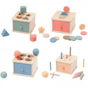 Montessori Games Wooden Educational Toys Geometric Shape Color Matching Toys Permanence Box Coin Box Baby Montessori Toys