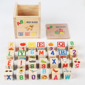Wooden Building Block for Children Alphabet Learning Shape Recognition Animal Cognition Montessori ABC Toys for Kids Ages 3-5