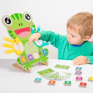 Montessori Children’s Wooden Frog Finger Counting Math Board Game Educational Teaching Aids Learning Gift Math Toys
