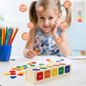 Zabawki Montessori drewniane pudełko do sortowania kolorów i kształtów gra geometryczne pasujące bloki wczesna nauka zabawki edukacyjne prezent dla 3 4 5-letnich małych dzieci