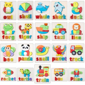 Holzpuzzles Kleinkindspielzeug für Kinder im Alter von 1 2 3 Jahren Jungen Mädchen Kleinkindpuzzles Montessori-Spielzeug Umweltfreundliche Kindergeschenke mit Tierform Alphabet Rechtschreibrätsel Vorschul-Lernspielzeug