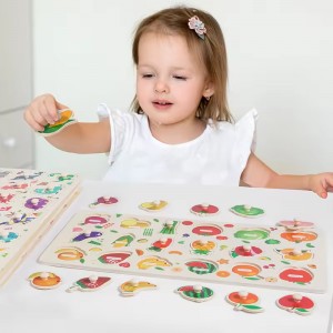 Wooden Educational Montessori Toy Hand Grip Jigsaw Puzzle Kids Baby Early Learning Knob Pegged Puzzle Wooden Toy