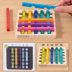 Early Education Colorful Rainbow Wooden Stick Pairing Game Learning Addition Fraction Math Arithmetic Wooden Toy