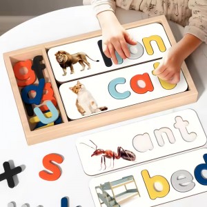 New Montessori Alphabet Cognition Game Children English Letter Learning Toy Educational Spelling Wooden Toy