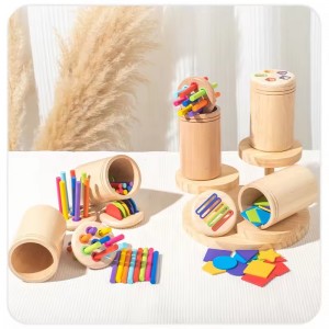 Wooden Toy Wholesale Color Shape Sorting Cup Matching Game Sensory Fine Motor Skills Toy Fun Early Education Baby Montessori Toy