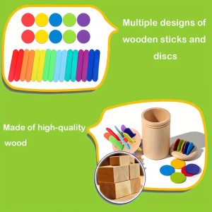 Baby Montessori Toys 3 in 1 Color Classification Cup Toddler Toys Activities Fine Motor Skills Sensory Wooden Toy for Children